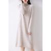 Women's Mid-Length High Neck Pure Wool Cashmere Sweater Dress - Thickened Knit for Autumn Winter