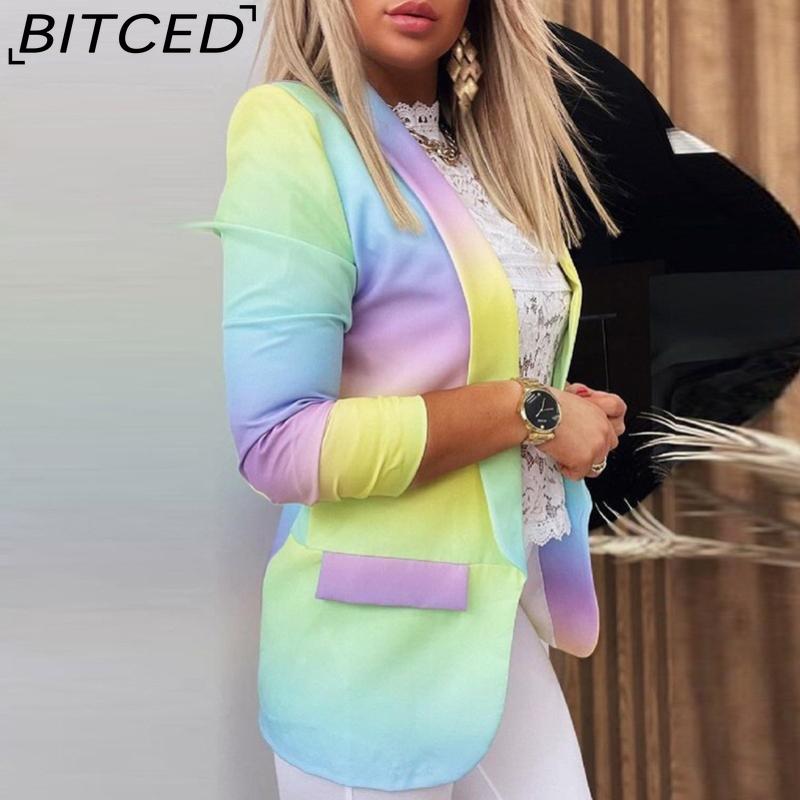 BITCED Women's Vintage Casual Lattice Print Autumn Winter Long Sleeve POLO Neck Jackets & Coats