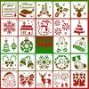 24 st Små Julritmallar Set Återanvändbara DIY Graffiti Schablon 3 x 3 för Hem Klassrum Vägg Dörrdekorationer