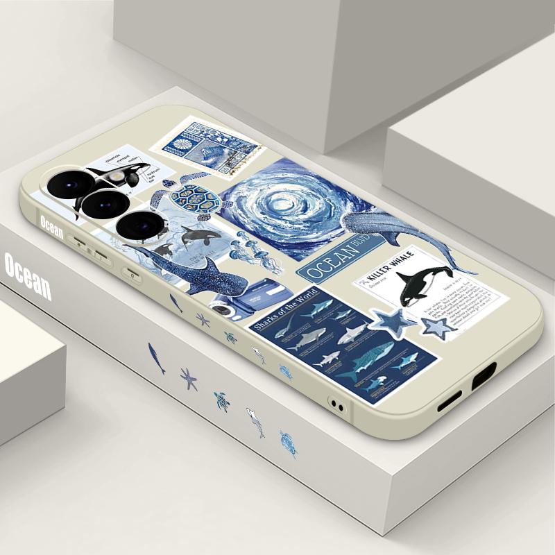 Shark Ocean Fish Print Case For Samsung Galaxy S26 S25 Ultra S24 S23 S22 Plus S21 FE A15 A16 A17 A35 A36 A54 A55 A56 5G Soft Cover
