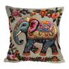 2D Flat- Bohemian Elephant Floral Print Throw Pillow Cover Boho Home Decor Cushion Case For Sofa Bedroom Living Room