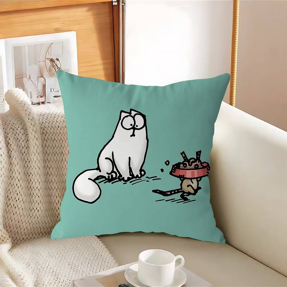 S-Simons Cartoon C-Cat Cushion Cover Inches Farmhouse Decor Home Throw Pillow Covers For Couch Decorations