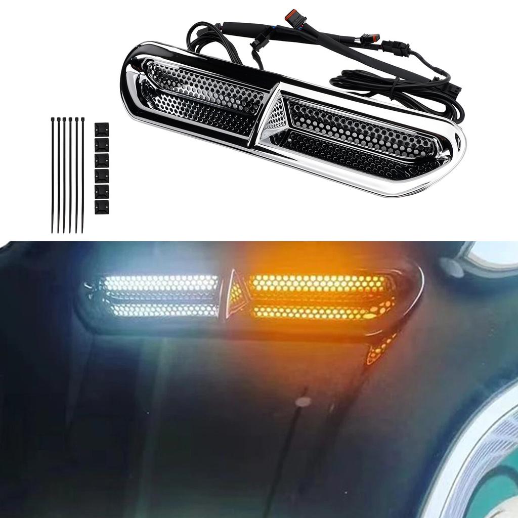 Front Fairing Air Vent LED Light For Touring Street Glide 2014-2024 Chrome