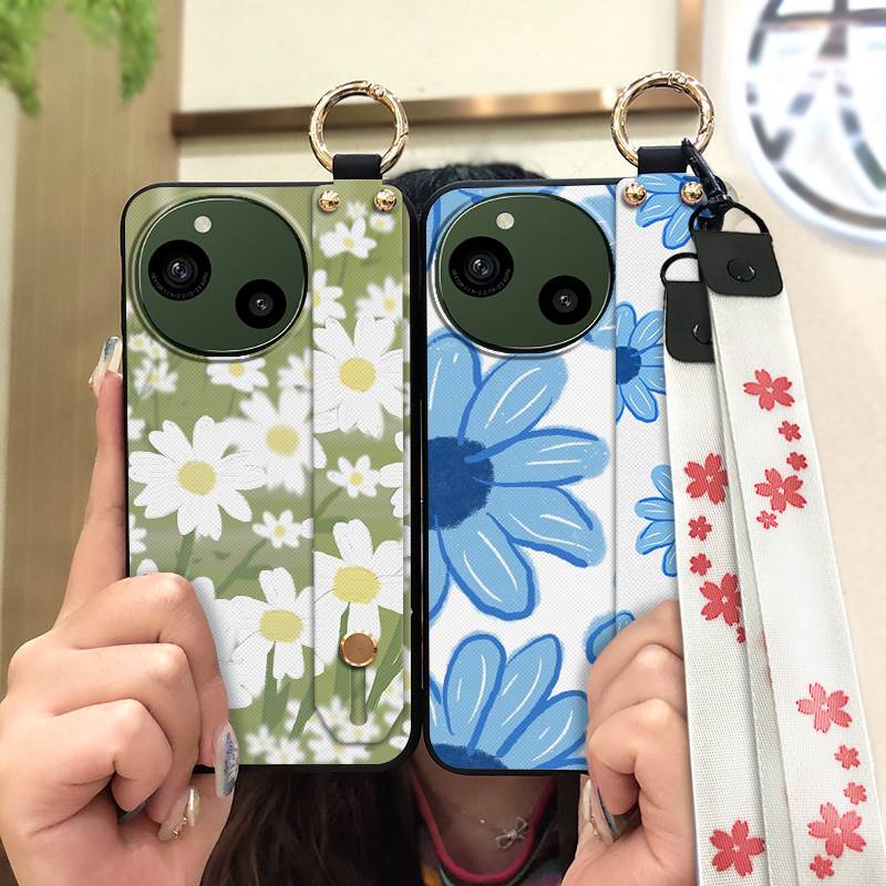 Wrist Strap Waterproof Phone Case For Sharp Aquos R9/SH-51E Oil Painting Anti-knock Ring Durable Kickstand Soft case