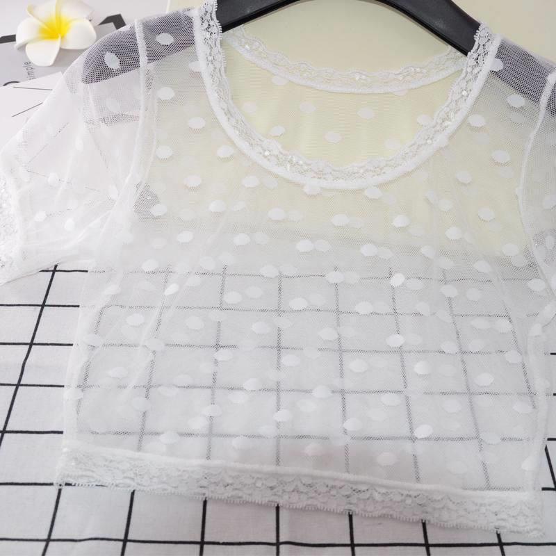 

Women s Polka Dot Lace Mesh Layered Skirt Set 3XL (160-190 Jin) білий
