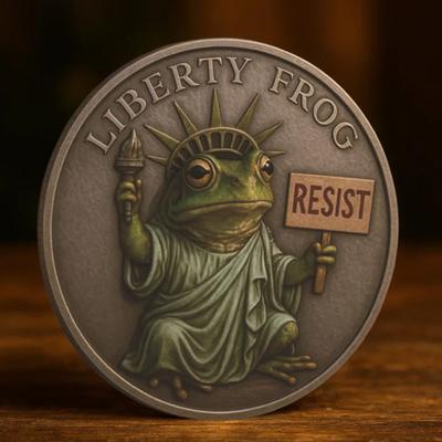 Portland Frog Coin Bronze Liberty Frog Challenge Coin Collectible Frog Resist Coin Symbol of Courage Inspirational Gift for Collectors Art Lovers