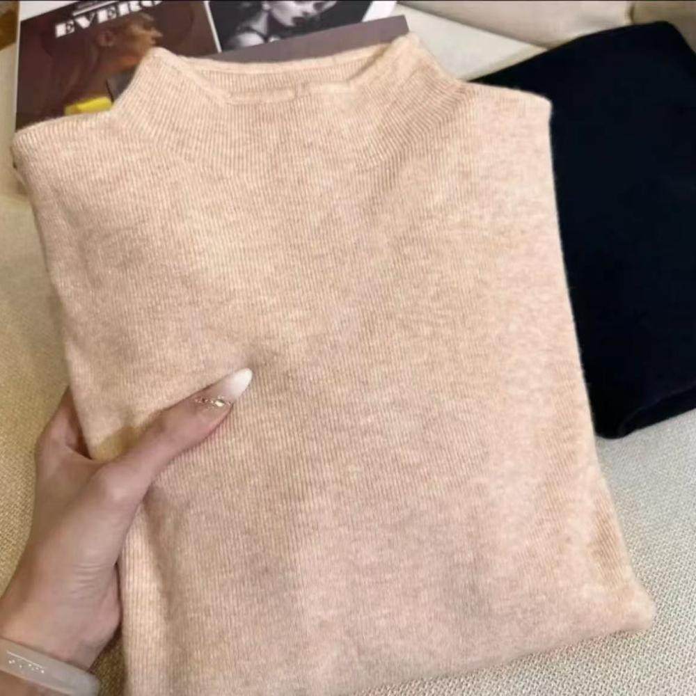 Il Nuovo Stile Autunnale di Maglione Lavorato a Maglia di Alta Gamma, Elegante, a Girocollo, Morbido e a Maniche Lunghe È un Maglione Leggermente Formoso e Snellente per Donne
