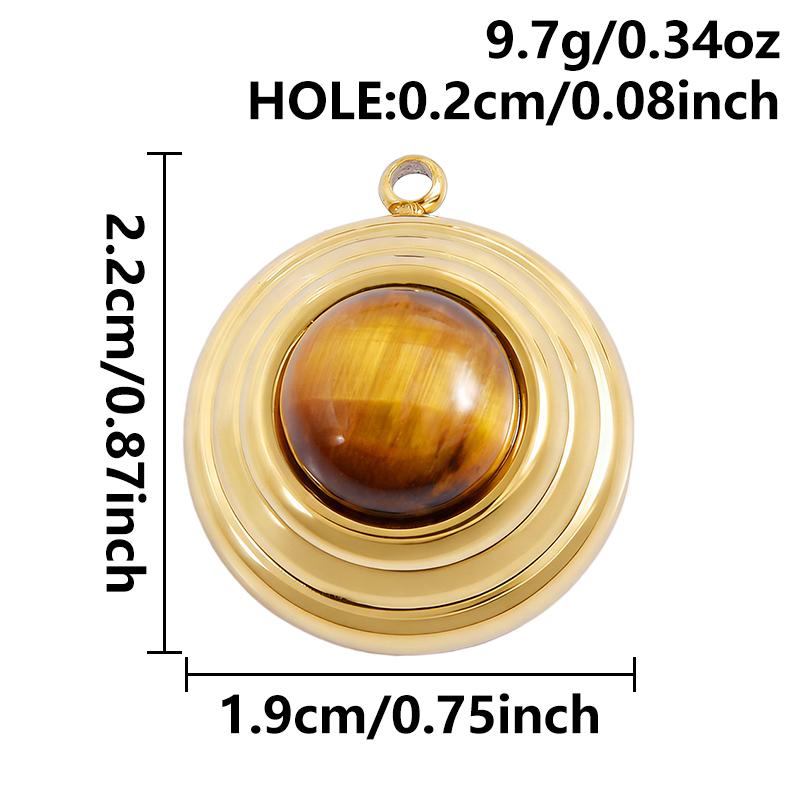 5pcs Real Natural Stone Tiger Eye Charm Sun Eye Oval Boho Pendant Gold Color Stainless Steel Pendants For Jewelry Making Finding