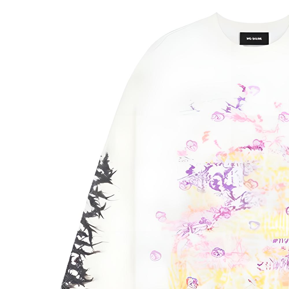 We11done FW23 Cracked Letter Logo Printed Long Sleeve T-Shirt Unisex Tops White WD-TT3-23-756-U-WH