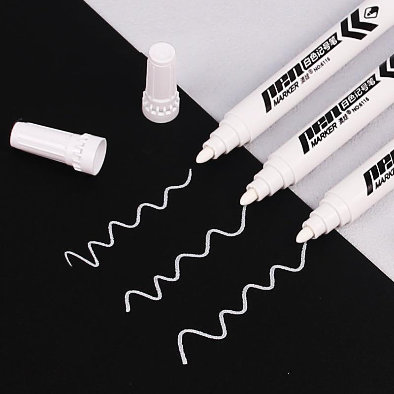 White Waterproof Oil-Based Marker Pen - Fade-Resistant, Non-Erasable, Thick Tip, Large Size, Fast Shipping