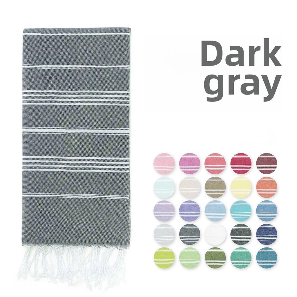Woven Cotton Blanket Outdoor Blanket Foreign Trade  Beach Towel Color Bath Towel Tassel Striped Polyester Cotton Beach Towel