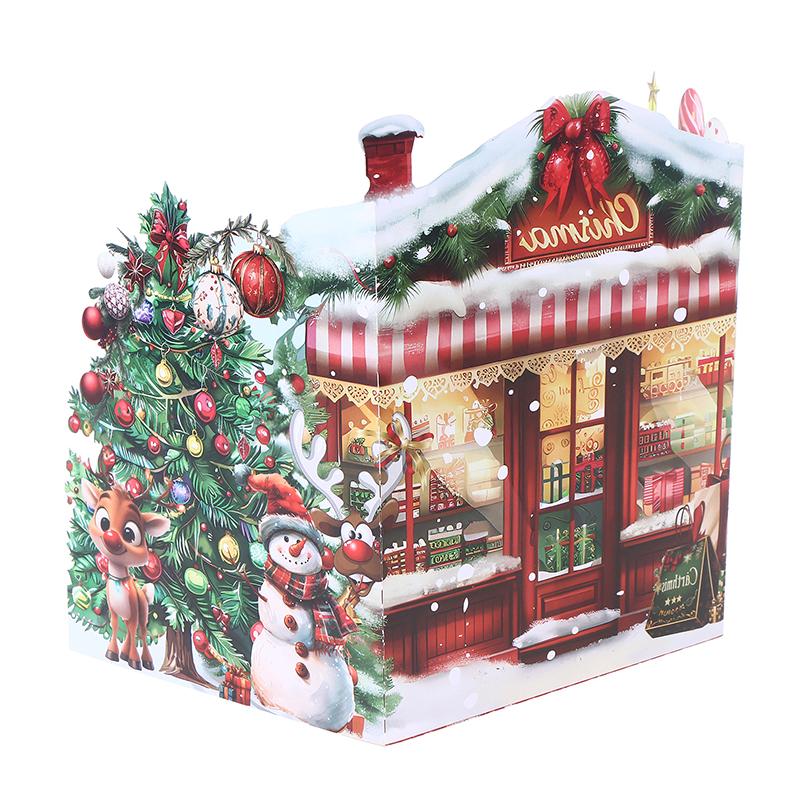1Pc 3D Christmas Card With Snowy Winter House And Santa Claus Design Envelope Included Festive Greeting For Family Friends