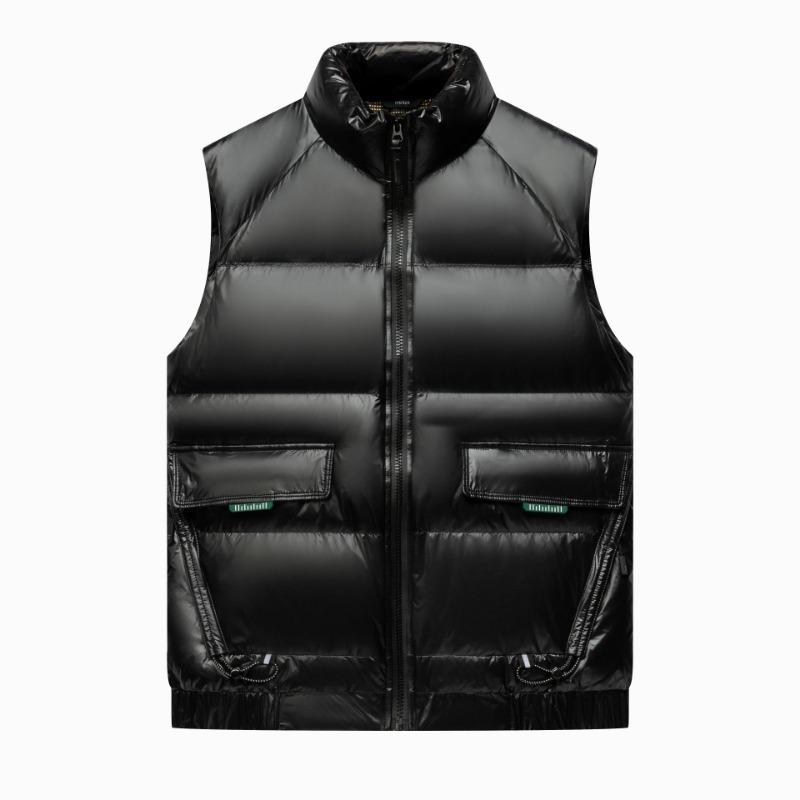 Middle-aged men and women have the same style hoodless stand-collar vest to keep out the cold, winter couple's warm outer jacket, vest, down
