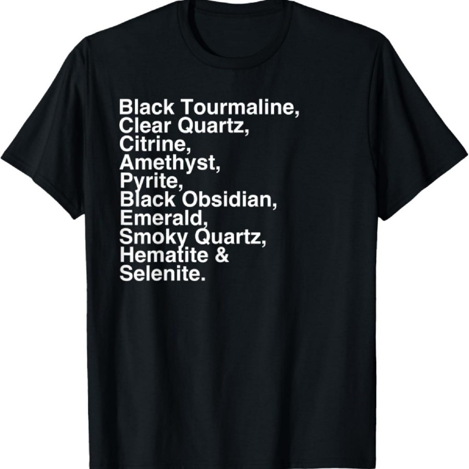 

Футболка с графическим принтом «Список камней мощной защиты для любителей кристаллов» XXXXXL чёрный