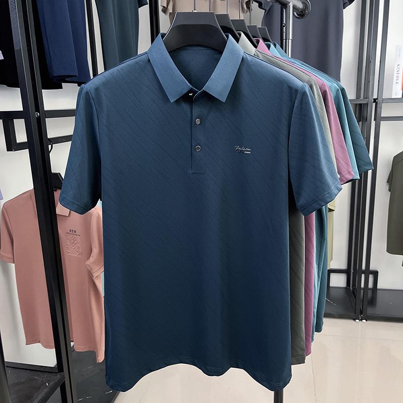 Men's Polo Shirt Lapel Short Sleeve T-Shirt Summer Exquisite Chest Badge Design Business Handsome Menswear
