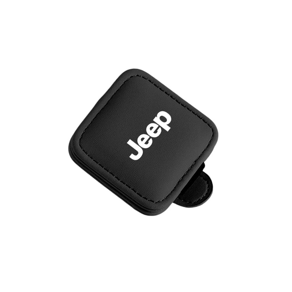 Multifunctional Magnetic Car Glasses Clip PU Leather Sun Visor Holder for Jeep Wrangler Grand Cherokee Compass Auto Accessories