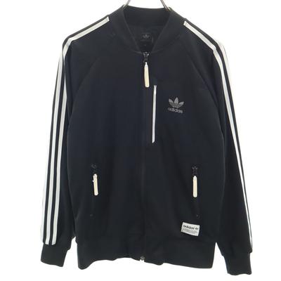 Adidas Trefoil logo print Trainingsjack M zwart Jersey Heren Gebruikt