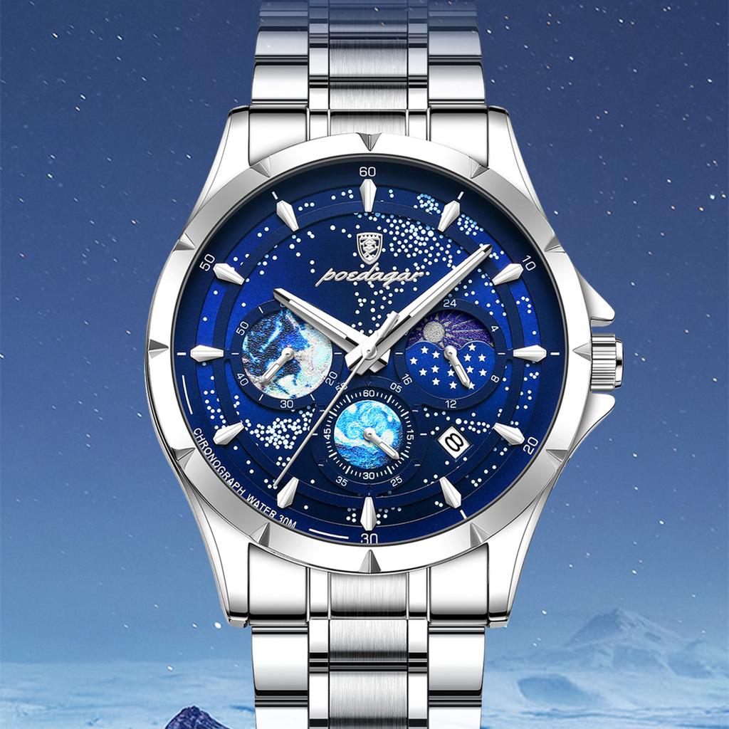 POEDAGAR New TOP Brand Luxury Men's Watch with Box Multifunctional Luminous Waterproof Men's Quartz Watches