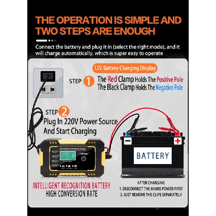 12V6A Car Motorcycle Battery Repair Charger All Intelligent Universal Type Lead Acid Storage Charger