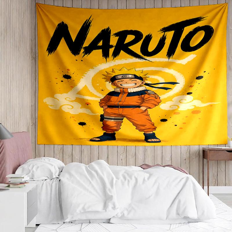 Naruto Print Tapestry, Backdrop, Easy Setup, Ideal for Bedroom, Office & Living Room, with Aesthetic Wall Hanging Decor.