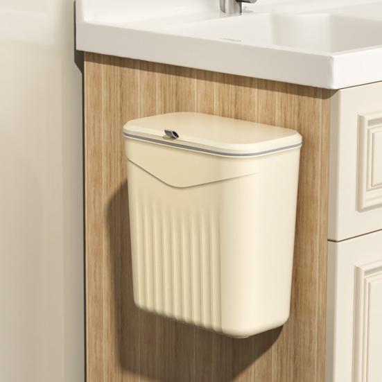 Yousheng Kitchen Compost Bin with Lid Wall Mounted Garbage Can Bathroom Kitchen Waste Basket Bin Hanging Trash Can for Countertop or Under Sink