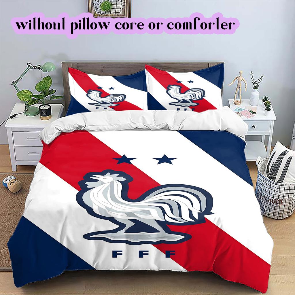 France Football Soccer Pattern Bedding,Quilt Set Quilt Cover Pillowcase Home Birthday Gift (1*duvet Cover+2*pillowcase,without Core)