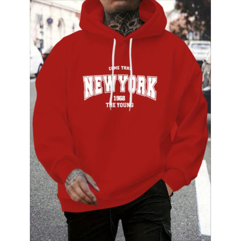 

Винтажное красное худи с принтом надписи New York 1968, определяющая стиль вещь для энтузиастов американской уличной моды, которая покоряет сцену XXL красный