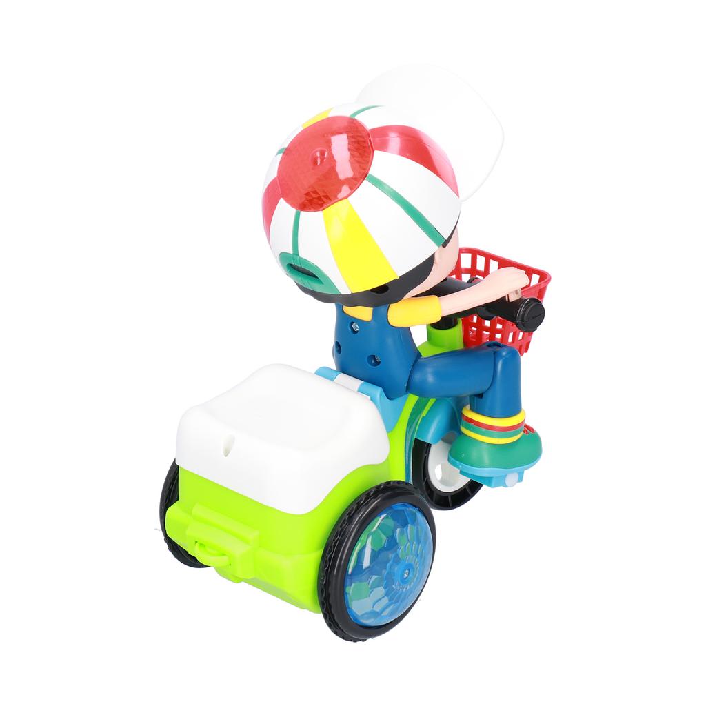 Electric Stunt Tricycle Toy Children 360 degrees  Rotating Vehicles Toy with Light Sound (Green)Little Boy