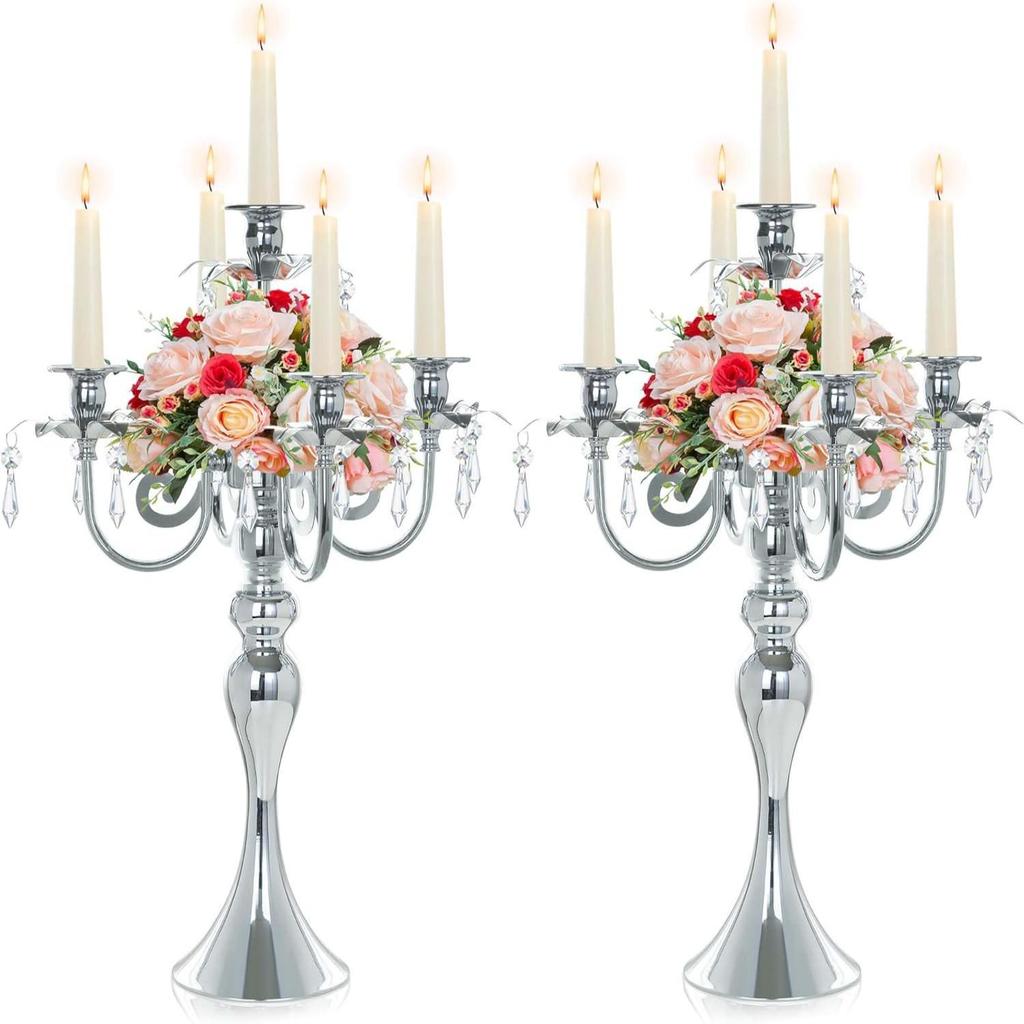 European Retro Five-Head Metal Candle Holder for Weddings and Restaurants