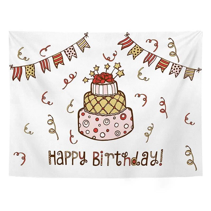 Birthday Party Cake Pattern Tapestry Bedroom Living Room Tapestry Home Wall Decoration Tapestry