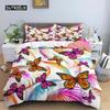 Butterfly Duvet Cover Set Colorful Butterfly Heart Shape Comforter Cover Spring Fresh Style Animal Polyester Bedding Set Girls