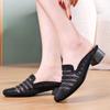 Baotou Half Slippers Female External Wear Summer Mesh Breathable Medium Thick Heel Rhinestone Hollow Sandals