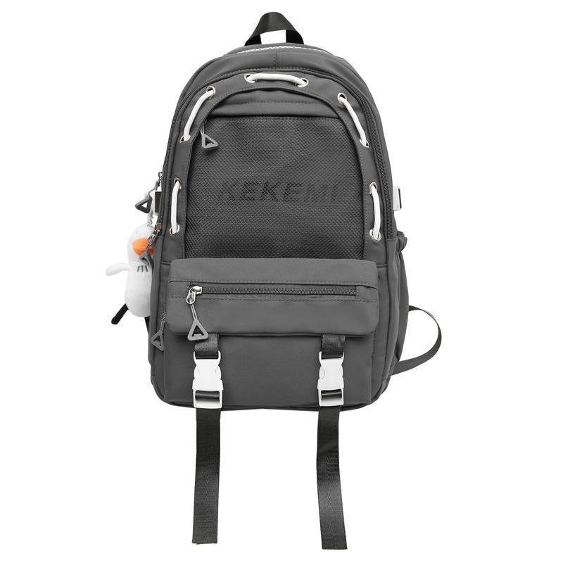 Schoolbag backpack solid color trendy brand men's and women's travel large-capacity backpack junior high school students lightweight simple casual