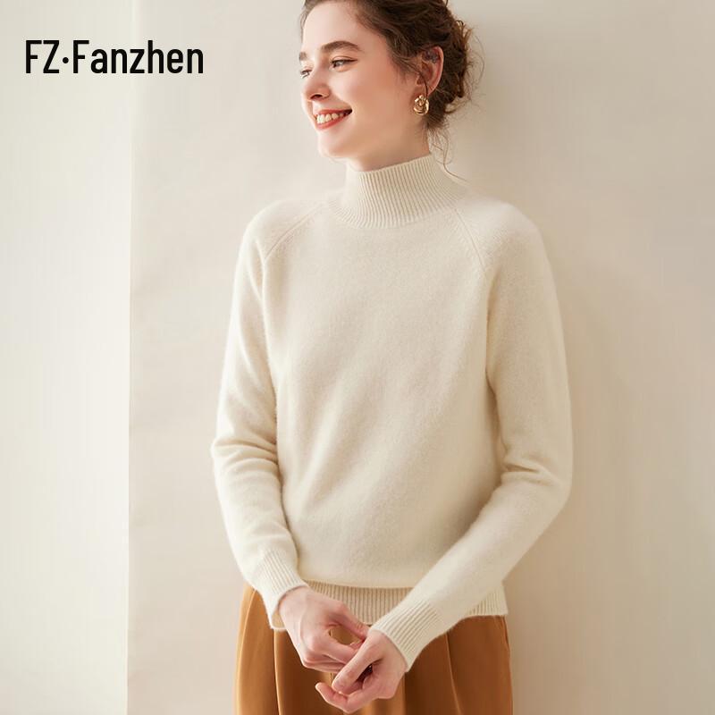 Vanzhen Women's 2024 A/W Thickened Cashmere Mock Neck Knit Sweater