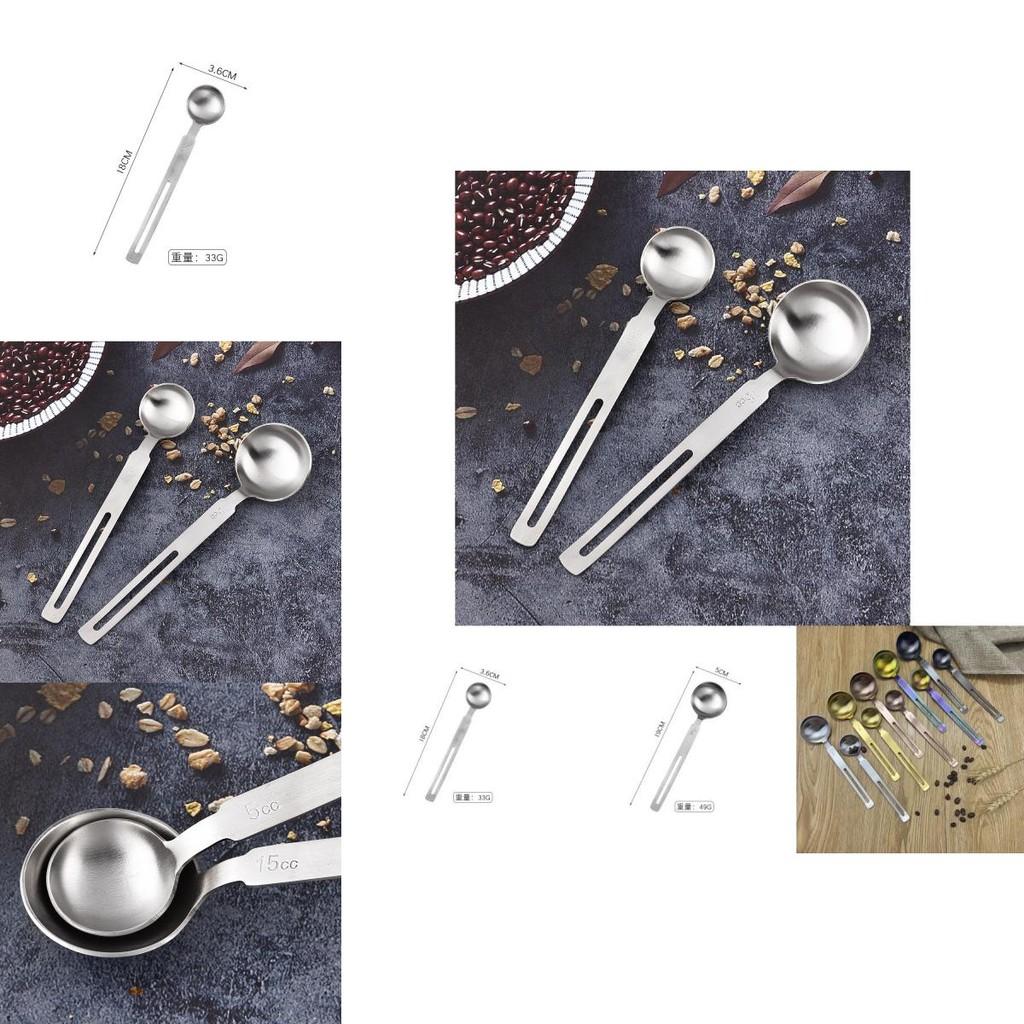 Elegant Silver And Colorful 304 Stainless Steel Long Handle Measuring Spoon Set