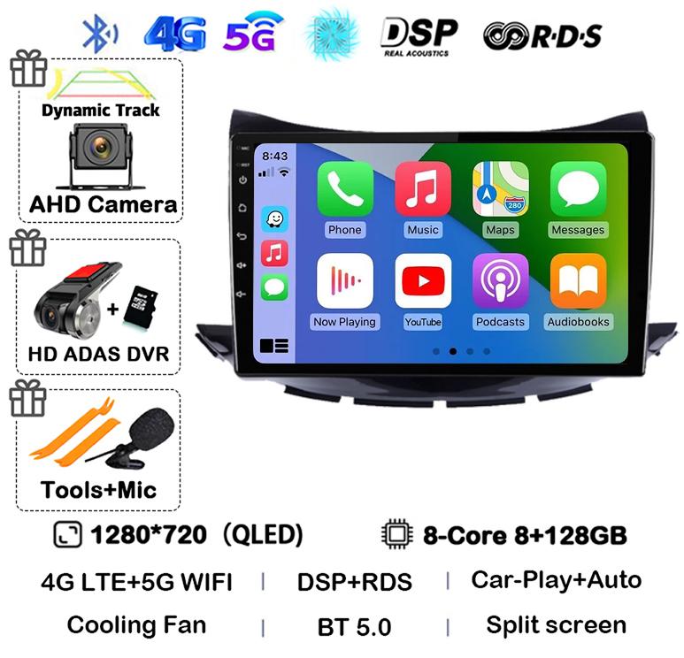 Android 14 Carplay Auto For Chevrolet Trax 2017 2018 2019 Navigation Car Radio 2 DIN GPS Stereo Multimedia Player Head Unit DSP