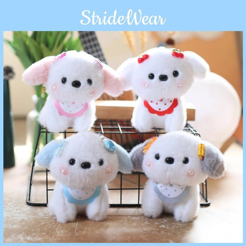 Dog Plush Scarf Toy Keychain Backpack Charm Stuffed With Pp Cotton Gift For Kids