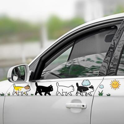 Pegatina de Animales de Dibujos Animados para Coche Perros/Gatos Caminando Divertidos Decalcomanías para Parachoques de Coche Portátil Ventana Trasera de Automóvil Decoración de Pared