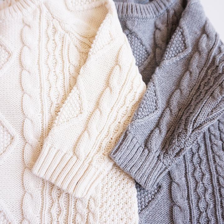 Noile haine tricotate din bumbac de toamnă și iarnă, body pentru bebeluși, pulovere pentru bebeluși, răsuciri mari de aluat prăjit, haine tricotate pentru alpinism