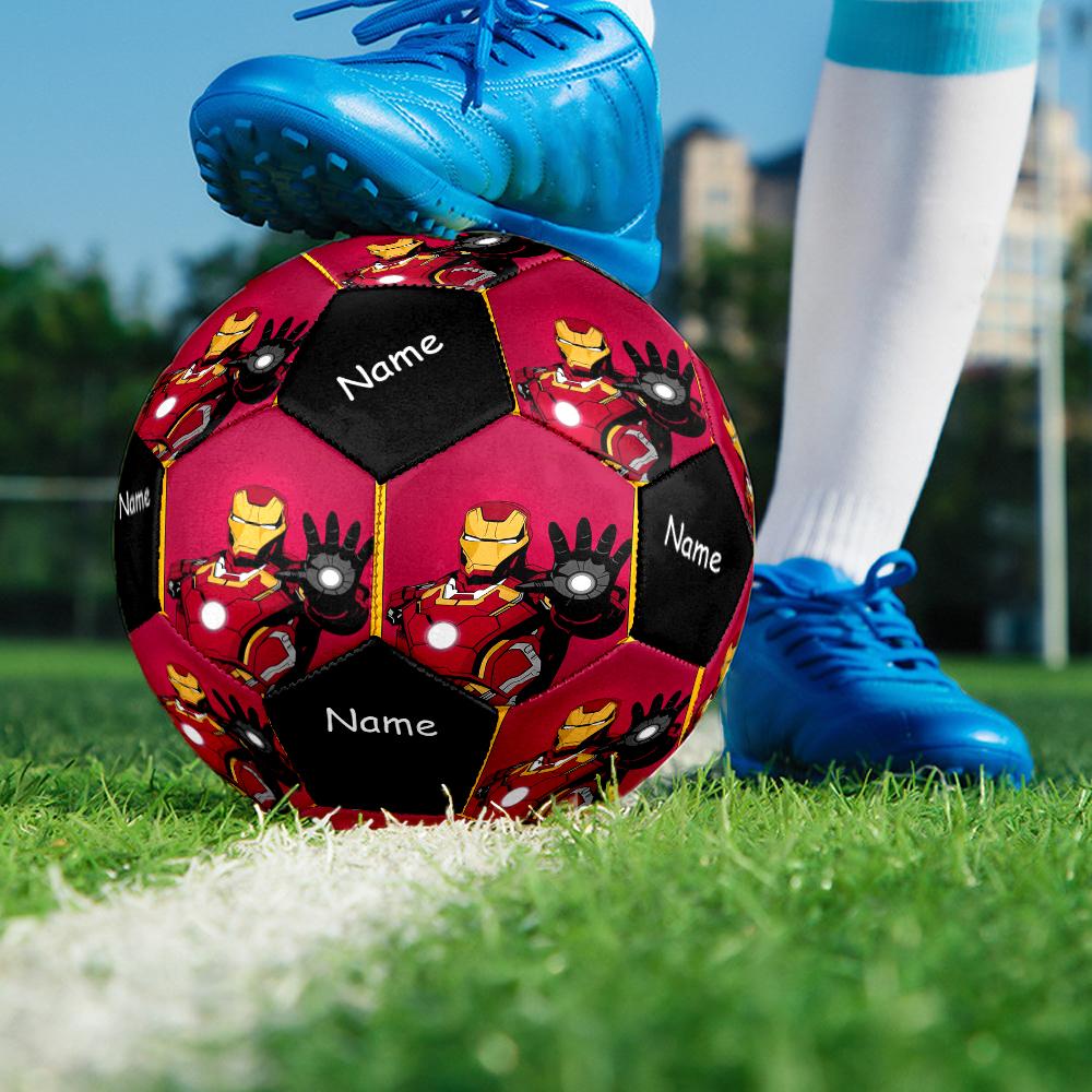 Custom Name Iron Man Theme Size 5 Soccer Ball, Suitable for Both Indoor and Outdoor Matches, a Gift Suitable for Everyone.