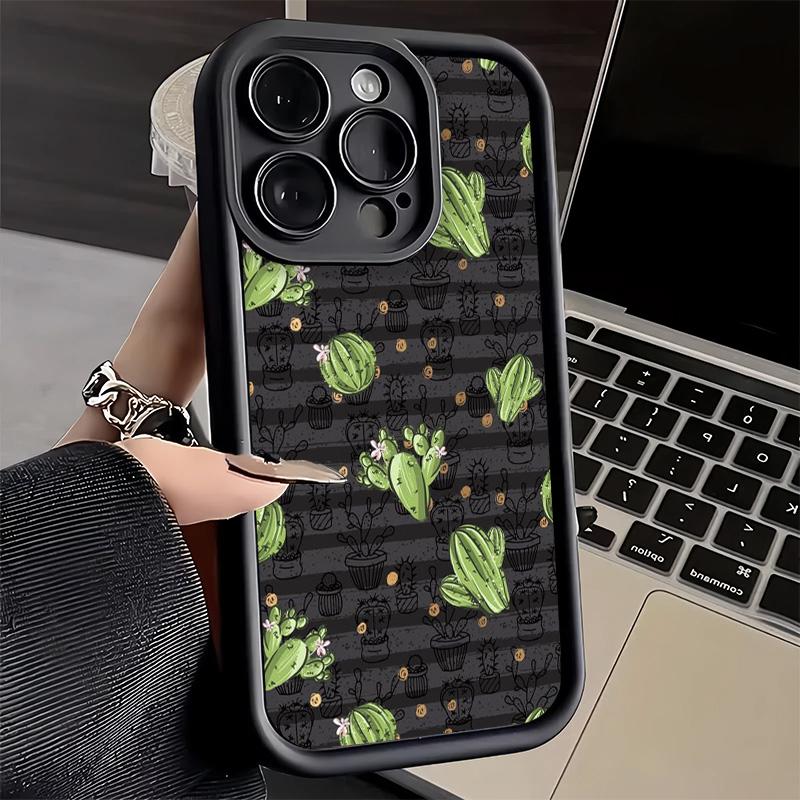 

Чехол для телефона с узором кактуса для iPhone 16 17 Air 16E 15 Pro Max 14 Plus 13 12 Mini Capa Мягкий силиконовый чехол Funda iPhone14