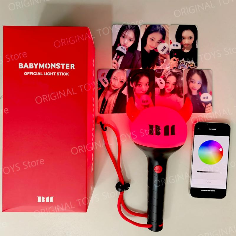 Original Kpop Babymonster Official Lightstick With Bluetooth Baemon Concert Hand Lamp Shiny Light For Fans Rora Asa Ruka Set