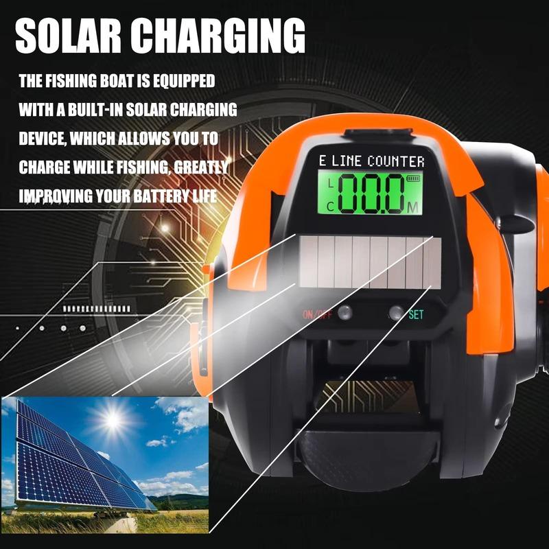 New Super Practical Fishing Reel USB Charging and Solar Charging Electronic Bait Casting LED Screen 7.2:1 Gear Ratio Waterproof Casting Sea Fishing