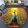 Peacock Round Area Rug,Carpet Rug for Living Room Bedroom Sofa Playroom Decor,Non-slip Floor Mat
