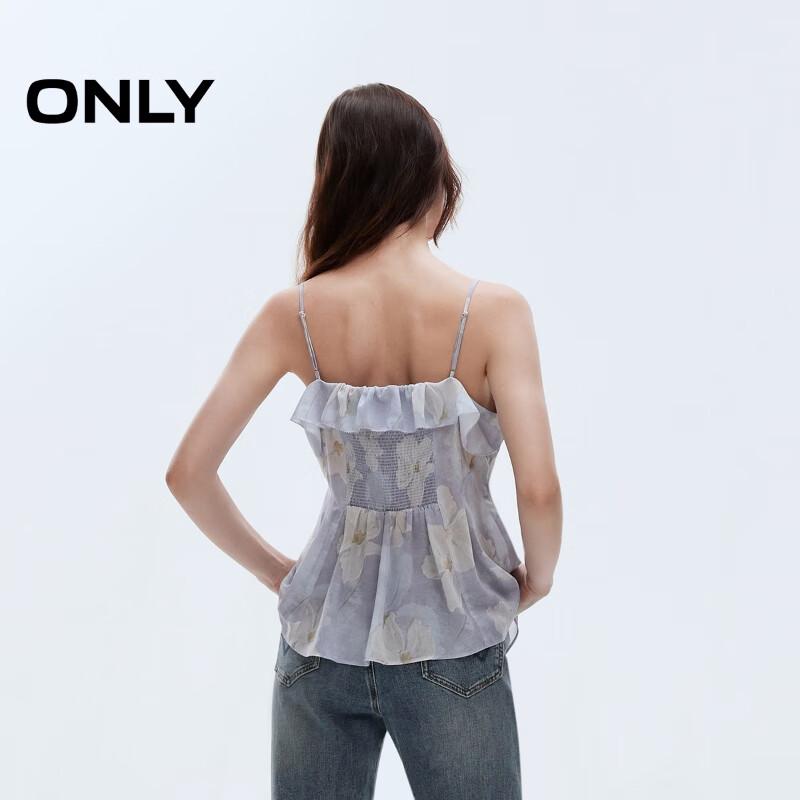 ONLY Women's Ruffled Floral V-Neck Chiffon Cami Top