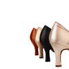 Standard Damen Tanzschuhe Tan Satin Mädchen Hoher Niedriger Absatz Damen Ballsaal Damenschuh Weiche Sohle Moderne Ballettschuhe