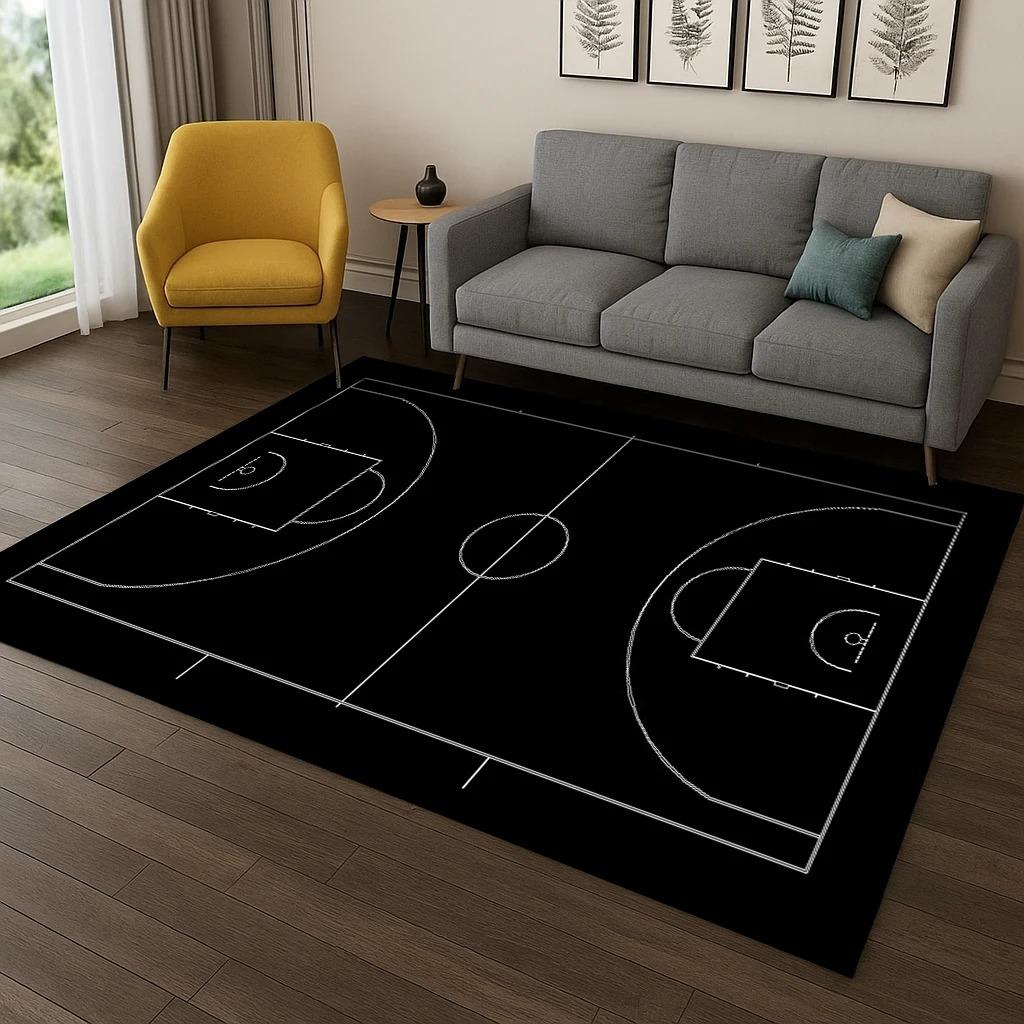 Basketball Court Cartoon Carpet Carpet Rug for Sofa Bedroom Living Room Doormat Home Decor,Kid Game Area Rug Non-slip Mat Gift