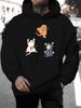 New Arrival for Summer 2026: Unisex European and American Style Casual Versatile Fashion Hooded Sweatshirt with a  and Fun Cat Print, Vivid and Cute D