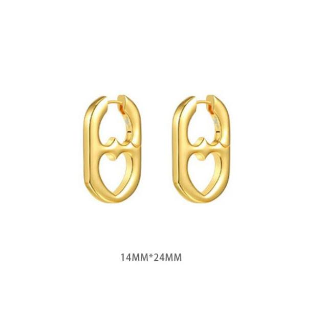 Silver Color Hollow Heart Hoop Earrings for Women Girls Personality Korean Wedding Party Birthday