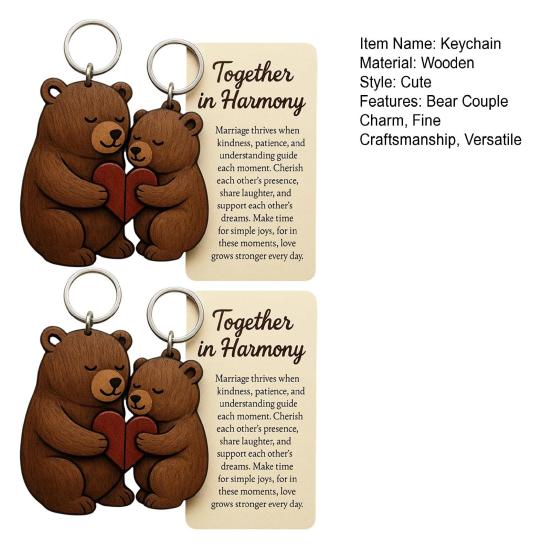 1/2Pcs Bear Couple Keychain Set Hug Matching Keychain Car Backpack Key Holder Festive Party Accessory